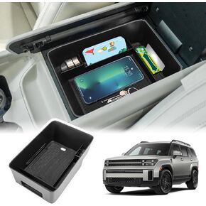 Neepiar Center Console Organizer Tray Compatible with 2024 Hyundai Santa Fe Interior Storage Box Insert Secondary Accessories (Armrest storage tray)