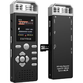 ESCYTEGR 80GB Digital Voice Activated Recorder 1536KBPS Audio Voice Recorder with Playback Recording Device Dictaphone Sound Tape Recorder with Password Protection for Lectures,Meetings