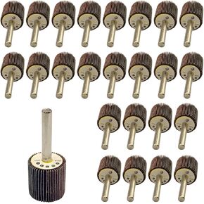 WA 25PACK - 1 بوصة × 1 بوصة × 1/4 بوصة عجلات ذات رفرف مثبتة من أكسيد الألومنيوم عالي الأداء من الدرجة الصناعية مثبتة بساق 1/4 بوصة (Grit 80)