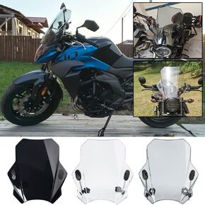 Lorababer Universal Motorcycle Windshield Windscreen Wind Screen Deflector Air Wind Spoiler Windproof Protector w/Mounting Bracket Compatible with H-onda Y-amaha S-uzuki K-awasaki B.M.W (Smoke)