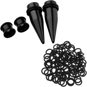 PiercingJ 00G 4pcs Taper Stretcher Tunnel+100pcs O-Ring Kit