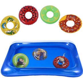 Lizard Bath Pool & Collar Rings Set - Inflatable Reptile Bathing Swimming Pool Bathtub Reptile Swim Float Ring for Leopard Gecko Amphibians Habitat Accessories Grooming Health Supplies (Blue)
