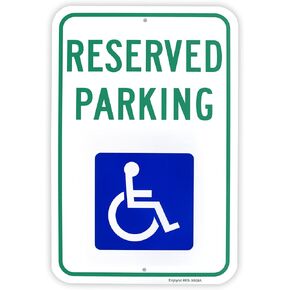 Large Reserved Parking Sign, Handicap Parking Sign, 18"x 12" .040 Aluminum Reflective Sign Rust Free Aluminum-UV Protected and Weatherproof