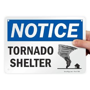 SmartSign - S-1753-PL-10 "Notice - Tornado Shelter" Sign | 7" x 10" Plastic Black/Blue on White