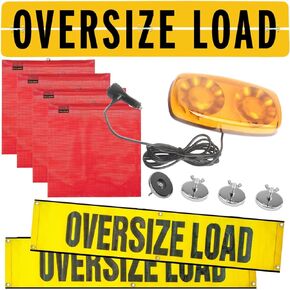 VULCAN Oversize Load Banners, Multi-Color Flags and Magnets Kit - Includes 2 Stretch Cord Oversize Load Banners, 4 Magnets, 4 Red Flags, 4 Orange Flags, and A High-Viz Vented Storage Bag