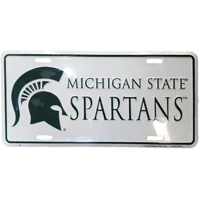 Hangtime Michigan State University College Spartans White License Plate 6 x 12