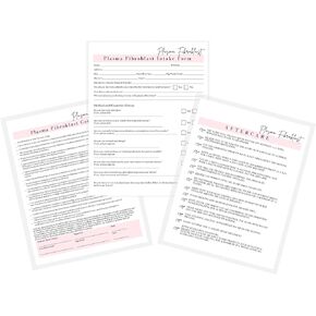 Plasma Fibroblast Intake, Consent, and Aftercare Form | 75 Pack | 8.5 x 11" A1 Forms | Clients Signature | Client Forms Bundle | White and Pink Design