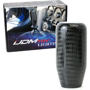 iJDMTOY Glossy Black Real Carbon Fiber Shift Knob Compatible with Most Car 6-Speed, 5-Speed, 4-Speed Manual or Automatic, etc