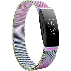 حزام معدني متوافق مع سوار Fitbit Inspire 2، حلقة شبكية من الفولاذ المقاوم للصدأ، حزام بديل قابل للتعديل لـ Fitbit Inspire 2 / Inspire HR/Inspire Fitness Tracker in Kuwait