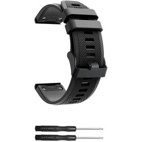 Compatible for Garmin Fenix 5X, Silicone Wristband Replacement Watch Band for Garmin Fenix 5X/Fenix 5X plus/Fenix 6X/Fenix 6X Pro/Fenix 7X/Fenix 7X Solar/Fenix 3 HR/Tactix 7 Pro/D2 Delta PX/Descent MK2 (Width: 26mm)