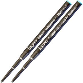 Jaymo Replacement for Montblanc 128211 - Measures 3.875 in / 98 mm Long - Ballpoint Pen Refill - 2 Black