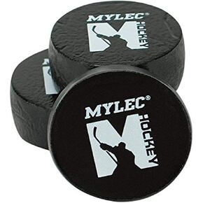 Mylec MINI Hockey Pucks for Indoor Use, Lightweight, Foam Filled, One-Size (Black, Pack of 3)