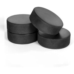 Howies Hockey Pucks Bulk - 4 Hockey Pucks per Case - Official 6 oz. Standard Size and Weight for Game and Practice. Great for Pond or Rink. Multi-Use Durable Rubber Discs/Pads Sample Roll Included