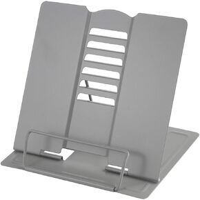 Blizzow Desk Book Stand Holders for Reading Hands Free, Durable Metal Adjustable Book Stand, Sturdy Lightweight Foldable Portable Bookstand -Cookbook, Recipe, Tablet, Music Book, Documents (Grey)