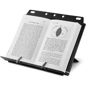 1InTheOffice Book Stand, Collapsible Stand, Booklift, Foldable Lightweight Book Rest, Cookbook, Recipe, Tablet, Music Book, Documents (Black)