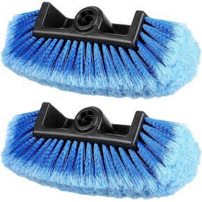 Tanlade 2 Pcs Car Wash Brush Head with Soft Detailing Bristle Flow Thru Car Cleaning Brush Exterior Car Wash Equipment for Auto Truck RV Boat Camper Washing (Blue,10 Inch)
