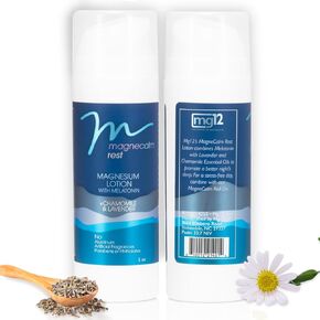 MG12 THE POWER OF MAGNESIUM MagneCalm Rest Lotion with Melatonin, Lavender & Chamomile - Mangesium Lotion for Peaceful Rest, 5 Ounce