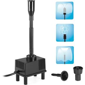 Decdeal Fountain Pump with Lights Led, 10W 160GPH Submersible Water Pump Fountain for Aquarium Fish Tank Pond Garden Backyard, 600L/H AC 110V