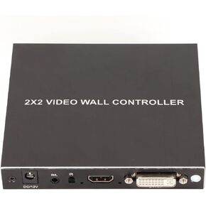 Video Wall Controller, 4 Channel DVI TV Wall Controller 180 Degree Rotating HD Multimedia Interface Splicing Display Processor with IR Remote Control (US Plug)