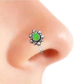 Black Onyx Nose Clip | No Piercing Needed | Fake Nose Cuff Sterling Silver 925 | Handmade Nose Rings (Black Onyx)