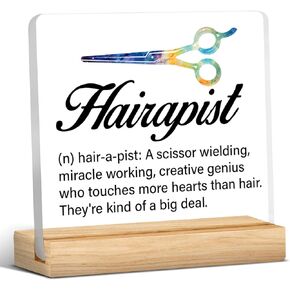 Best Hair Stylist Gifts, Hairapist Gift for Women Men, Gifts for Hairapist Hair Stylist, Hairapist Definition Acrylic Desk Sign Decor