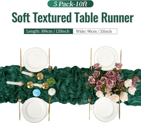 5 PCS Baby Blue Cheesecloth Table Runner 10ft Gauze Table Runner 35 x 120 Inch Cheese Cloth Table Runner Boho Rustic Decoration for Wedding Party Bridal Shower Thanksgiving Christmas Birthday in Kuwait