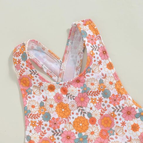 Toddler Kids Girl One Piece Swimsuit Floral Sleeveless Backless Swimwear Bowknot Ruffled Bathing Suit Beachwear in Kuwait