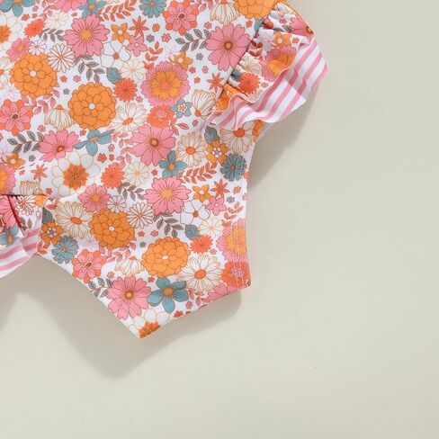 Toddler Kids Girl One Piece Swimsuit Floral Sleeveless Backless Swimwear Bowknot Ruffled Bathing Suit Beachwear in Kuwait