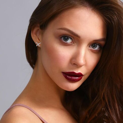 X شكل 925 أقراط من الفضة الاسترليني Sutd تشيكوسلوفاكيا مقلد الماس أقراط هيبوالرجينيك الحد الأدنى أقراط فضية أقراط للنساء العصرية in Kuwait