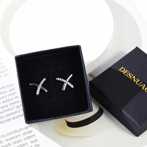 X شكل 925 أقراط من الفضة الاسترليني Sutd تشيكوسلوفاكيا مقلد الماس أقراط هيبوالرجينيك الحد الأدنى أقراط فضية أقراط للنساء العصرية in Kuwait