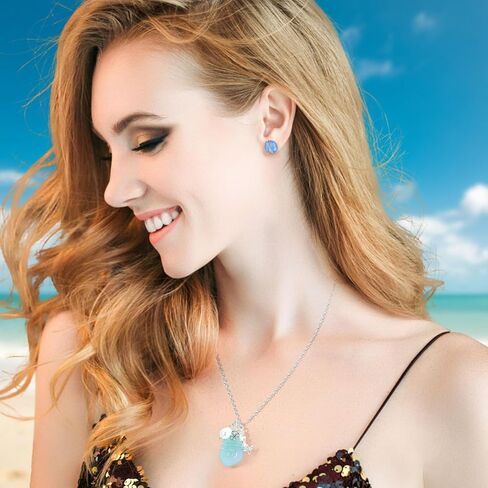 CARPDIM Sea Glass Earrings 925 Sterling Silver Hypoallergenic Handmade Stud Post Earrings Beach Glass Fashion Handcraft Jewelry earrings stud 8mm valentines day gifts for women Girls in Kuwait