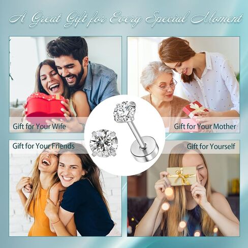 VDKIDKT أقراط مسمارية مسطحة الظهر للنساء والفتيات، 3 مم صغيرة تشيكوسلوفاكيا أقراط مسطحة الظهر، مسمار خلفي صغير أقراط ترصيع، الغضروف/الزنمة/أقراط الفتحة الثانية (ذهبي، 5.مايو-زمرد) in Saudi Arabia