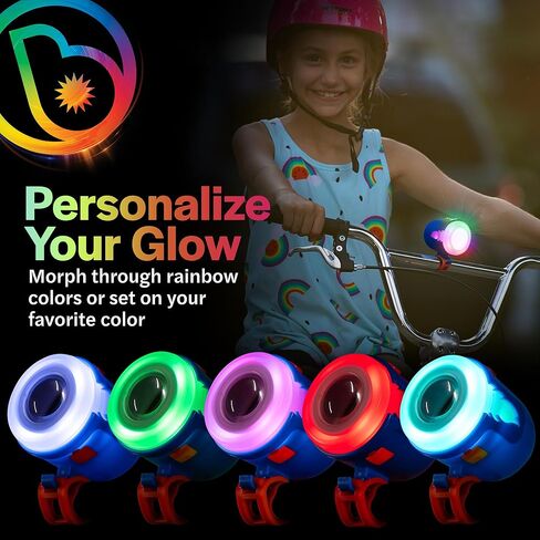 Brightz RideBrightz LED Bike Headlight & Taillight Set for Kids - Be Cool & Be Safe! - 75 Lumen, 100' Beam Distance - Rechargeable - Perfect for Boys & Girls of All Ages - Works with Bikes & Scooters in Kuwait