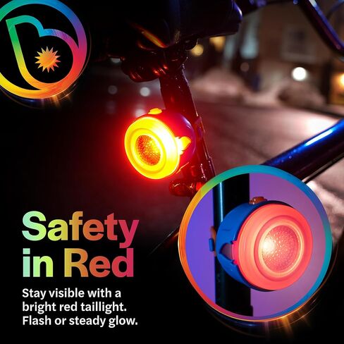 Brightz RideBrightz LED Bike Headlight & Taillight Set for Kids - Be Cool & Be Safe! - 75 Lumen, 100' Beam Distance - Rechargeable - Perfect for Boys & Girls of All Ages - Works with Bikes & Scooters in Kuwait