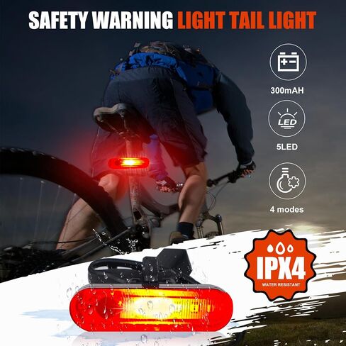 Grace Marci Bike Light Set Front and Back Bicycle Light for Night Riding, 3 Light Modes, Rechargeable, LED Bike Headlight, and a Free Bicycle Tail Light (2 Lights and 2USB) in Kuwait