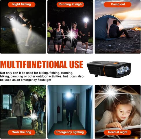 Grace Marci Bike Light Set Front and Back Bicycle Light for Night Riding, 3 Light Modes, Rechargeable, LED Bike Headlight, and a Free Bicycle Tail Light (2 Lights and 2USB) in Kuwait