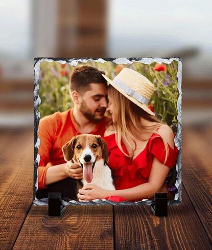 Exceptional Memorial Photo Gift - DIY Customize Your Picture Stone Frame, Craft Your Own Rock Slate Plaque, DIY Memories on Valentine's Day, Weddings, Birthdays, Special Occasions (19*19CM:1pcs) in Saudi Arabia