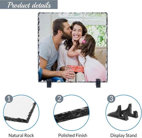 Exceptional Memorial Photo Gift - DIY Customize Your Picture Stone Frame, Craft Your Own Rock Slate Plaque, DIY Memories on Valentine's Day, Weddings, Birthdays, Special Occasions (19*19CM:1pcs) in Saudi Arabia