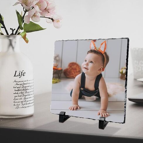 Exceptional Memorial Photo Gift - DIY Customize Your Picture Stone Frame, Craft Your Own Rock Slate Plaque, DIY Memories on Valentine's Day, Weddings, Birthdays, Special Occasions (19*19CM:1pcs) in Saudi Arabia