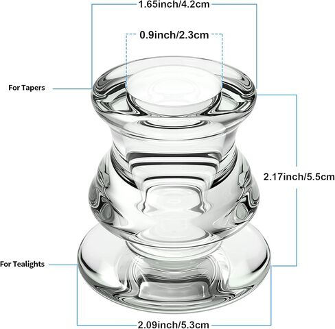12 قطعة من حوامل الشموع من SoulBay للشموع المستدقة، قطعة مركزية لتزيين حفلات الزفاف وأعياد الميلاد، حوامل شموع زجاجية شفافة تناسب مستدقات 1/2 بوصة 2/3 بوصة 3/4 بوصة 4/5 بوصة 7/8 بوصة in Kuwait