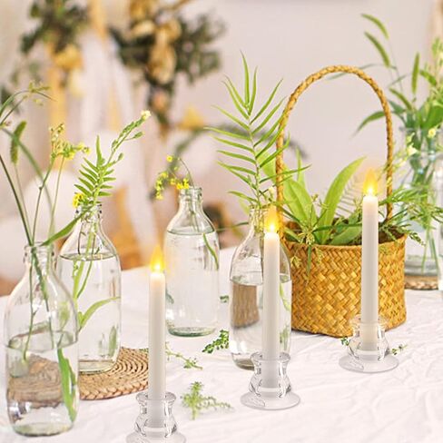 12 قطعة من حوامل الشموع من SoulBay للشموع المستدقة، قطعة مركزية لتزيين حفلات الزفاف وأعياد الميلاد، حوامل شموع زجاجية شفافة تناسب مستدقات 1/2 بوصة 2/3 بوصة 3/4 بوصة 4/5 بوصة 7/8 بوصة in Kuwait