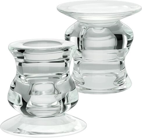 12 قطعة من حوامل الشموع من SoulBay للشموع المستدقة، قطعة مركزية لتزيين حفلات الزفاف وأعياد الميلاد، حوامل شموع زجاجية شفافة تناسب مستدقات 1/2 بوصة 2/3 بوصة 3/4 بوصة 4/5 بوصة 7/8 بوصة in Kuwait