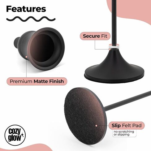 Black Candlestick Holders | Set of 6 | Metal with Matte Finish | 3 Different Sizes | Taper Candles Included | Taper Candle Holder | Improved Stability & Anti-Slip Mat | Suitable for Various Occasions in Saudi Arabia