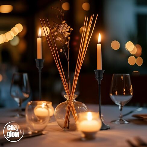 Black Candlestick Holders | Set of 6 | Metal with Matte Finish | 3 Different Sizes | Taper Candles Included | Taper Candle Holder | Improved Stability & Anti-Slip Mat | Suitable for Various Occasions in Saudi Arabia