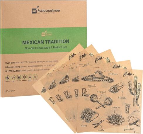 Restaurantware - RW Base 12 Inch Deli Papers, 200 Mexican Tradition Sandwich Wrapping Papers - No Added PFAS, Greaseproof, Kraft Paper Food Basket Liners, Microwavable, For Restaurants Or Cafe in Saudi Arabia