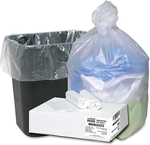 بطانة سلة المهملات الصناعية من Webster WBIWHD2423 Ultra Plus عالية الكثافة من الراتنج، 10 جالون، عرض 24 بوصة × طول 24 بوصة × سمك 0.31 مل، صغير، طبيعي (عبوة من 500) in Kuwait