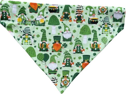 St. Patrick's Day Dog Bandana | Green | Shamrocks | Gnomes | Reversible Slip On Dog Bandana | Slip Over The Collar Bandana | For Small Medium Or Large Dogs (Shamrocks & gnomes, XS/S) in Saudi Arabia