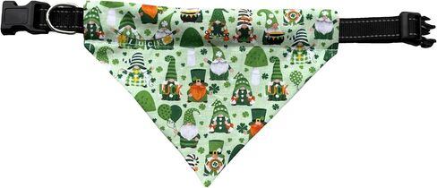 St. Patrick's Day Dog Bandana | Green | Shamrocks | Gnomes | Reversible Slip On Dog Bandana | Slip Over The Collar Bandana | For Small Medium Or Large Dogs (Shamrocks & gnomes, XS/S) in Saudi Arabia