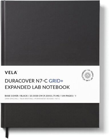 دفتر مختبر Vela Sciences N7-B الموسع DuraCover، 9.25 × 11.75 بوصة (23.5 × 30 سم)، 144 صفحة، نسج رمادي مشبع، غلاف دائم، ورق ثقيل الوزن 70 رطل (حزمة واحدة، شبكة) in Kuwait