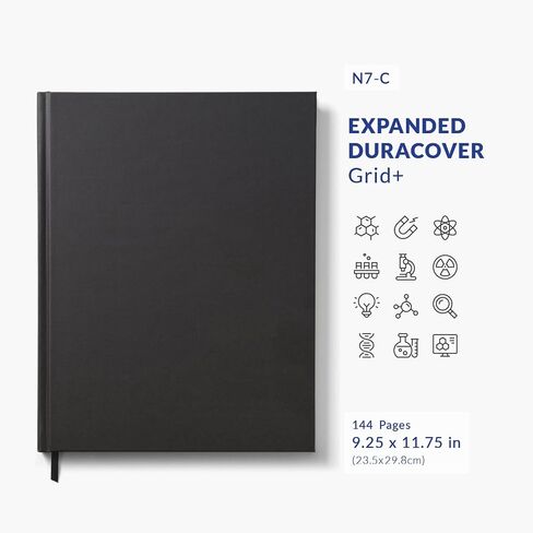 دفتر مختبر Vela Sciences N7-B الموسع DuraCover، 9.25 × 11.75 بوصة (23.5 × 30 سم)، 144 صفحة، نسج رمادي مشبع، غلاف دائم، ورق ثقيل الوزن 70 رطل (حزمة واحدة، شبكة) in Kuwait